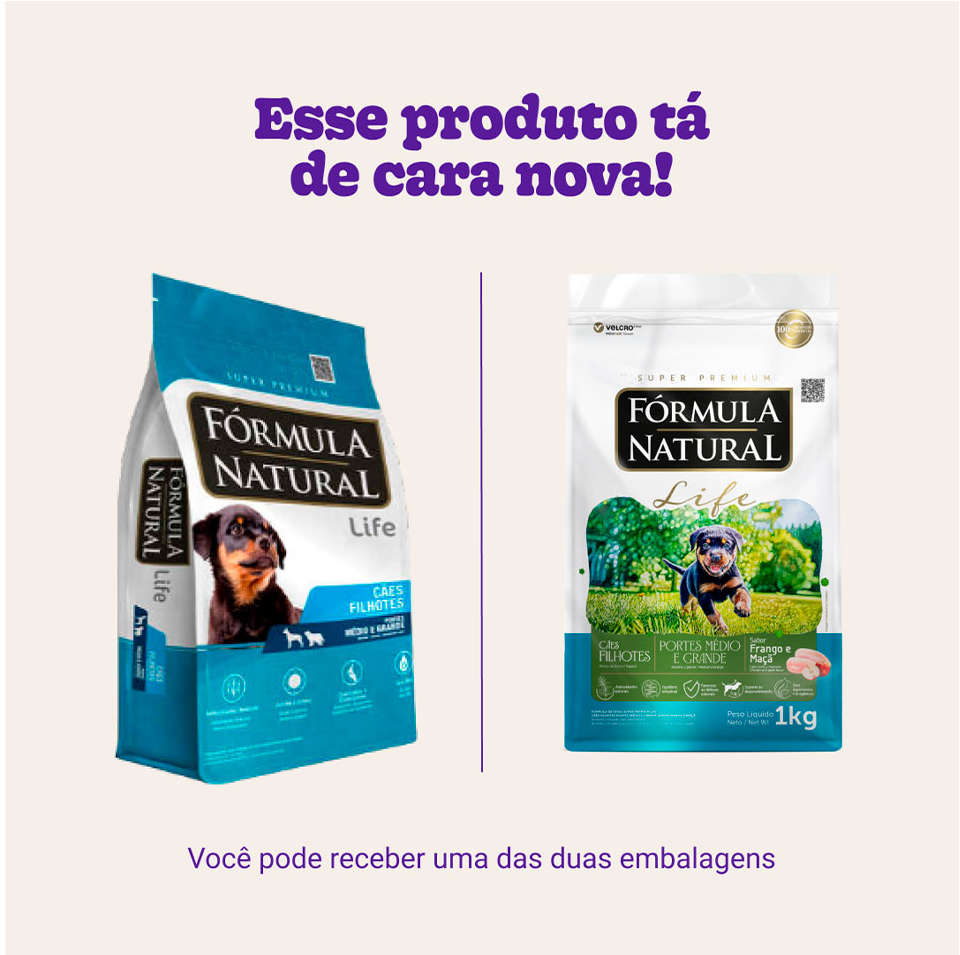Ração Seca Fórmula Natural Life para Cães Filhotes Raças Médias e Grandes - 15Kg