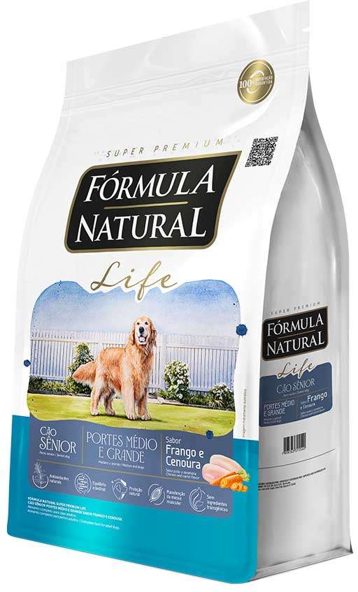Ração Fórmula Natural Life Super Premium para Cães Sênior Raças Médias e Grandes - 15Kg