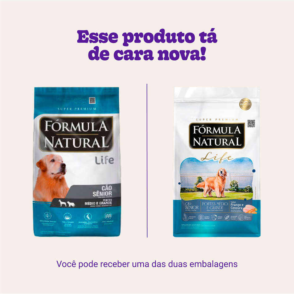 Ração Fórmula Natural Life Super Premium para Cães Sênior Raças Médias e Grandes - 15Kg