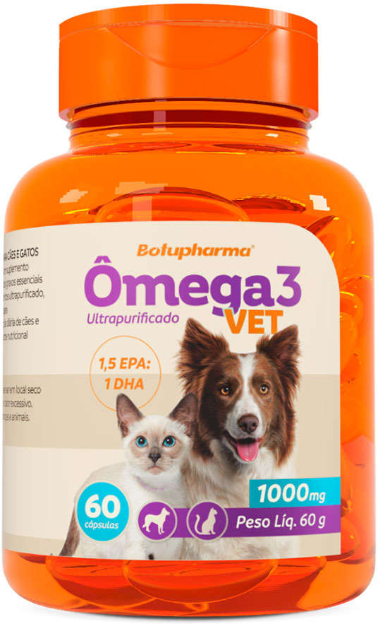 Suplemento Botupharma Pet Ômega 3 1000 mg para Cães e Gatos - 60 Cápsulas
