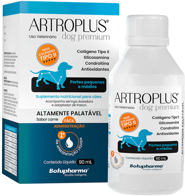 Suplemento Vitamínico Botupharma Artroplus para Cães de Porte Pequeno e Médio - 90 mL