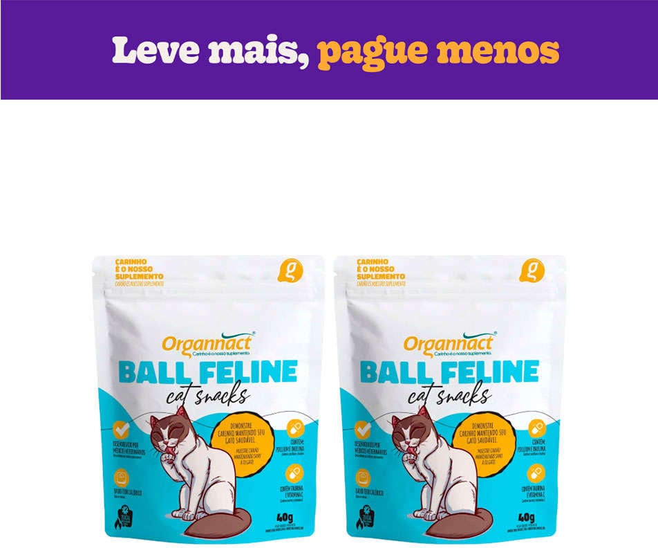 Kit Suplemento Organnact Ball Feline Cat Snacks - Kit com 2 Unidades