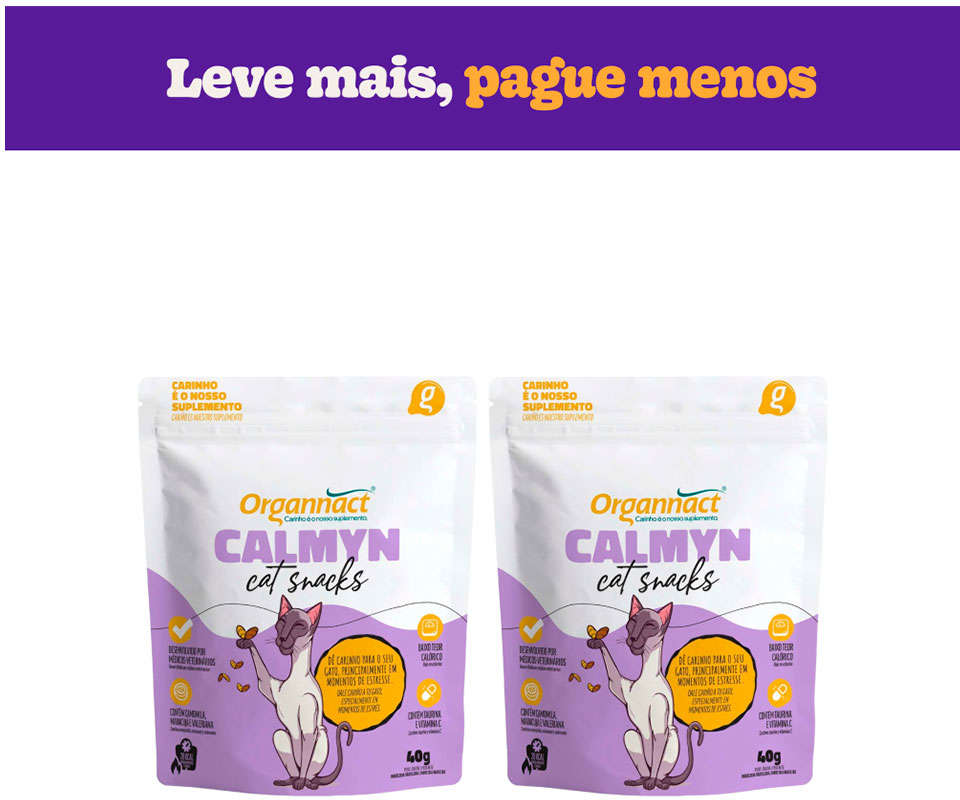 Kit Suplemento Organnact Calmyn Cat Snacks - Kit com 2 Unidades
