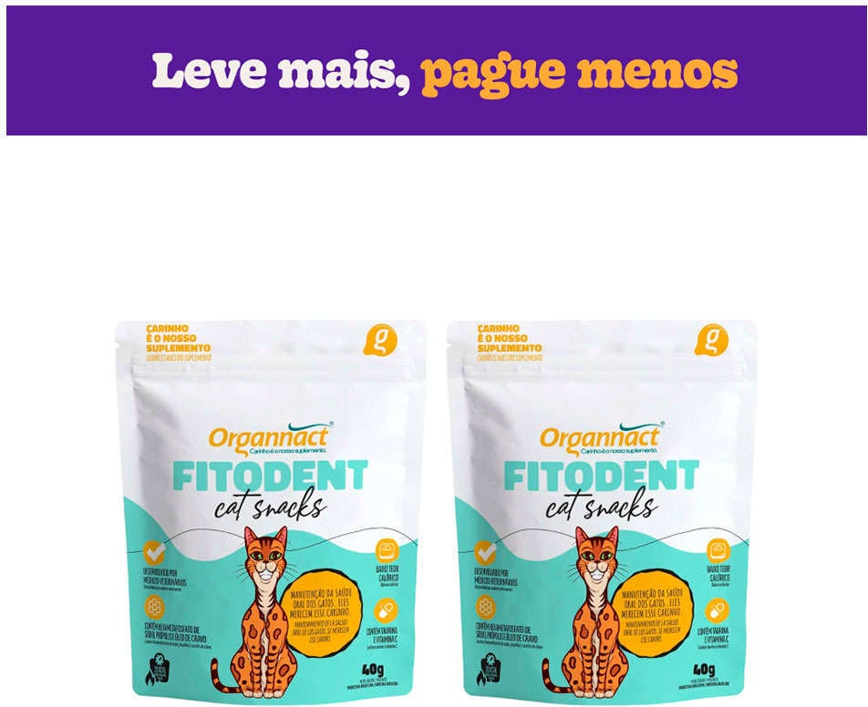Kit Suplemento Organnact Fitodent Cat Snacks - Kit com 2 Unidades