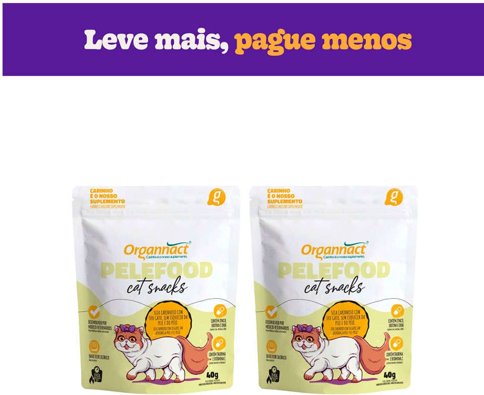 Kit Suplemento Organnact Pelefood Cat Snacks - Kit com 2 Unidades