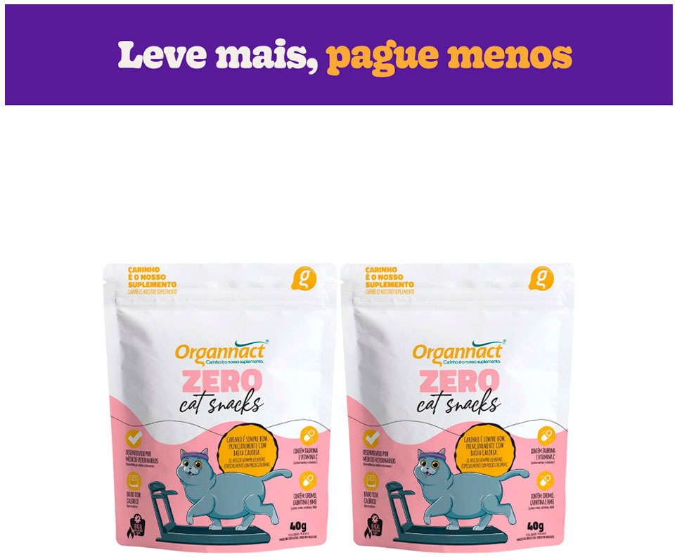 Kit Suplemento Organnact Zero Cats Snack - Kit com 2 Unidades
