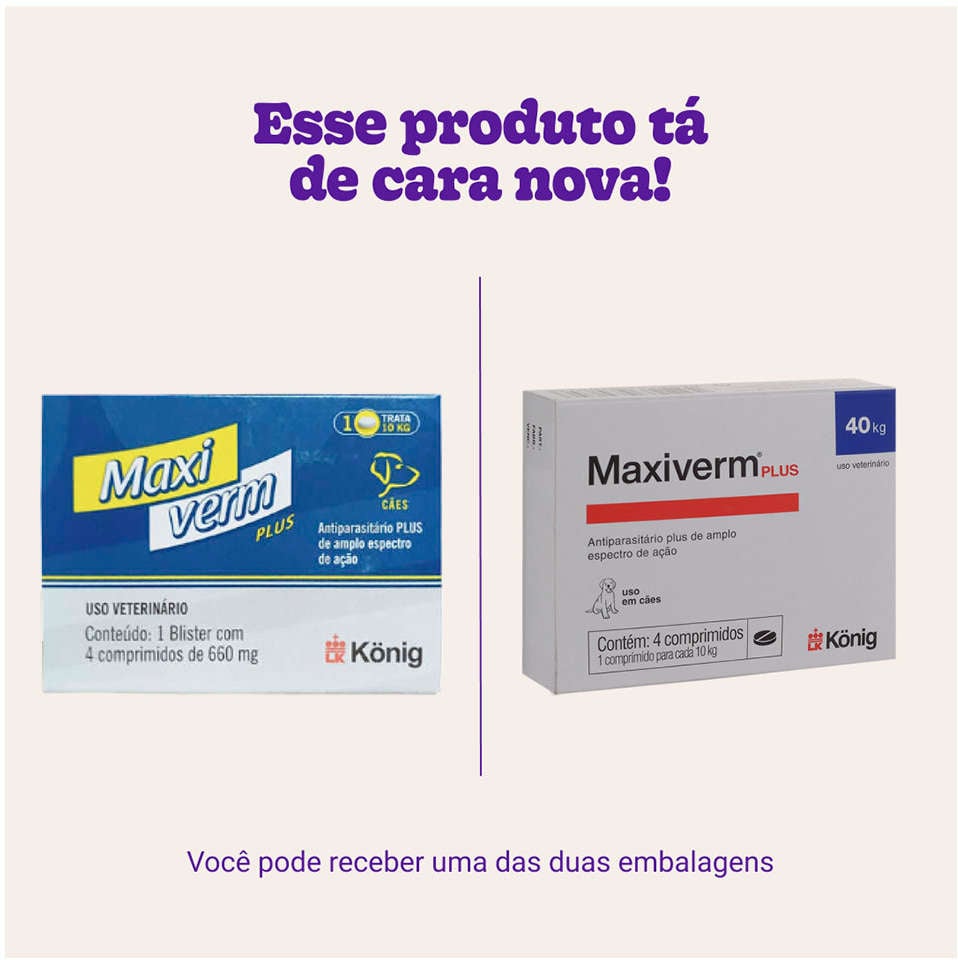 Maxiverm Antiparasitário de Amplo Espectro König - 4 comprimidos