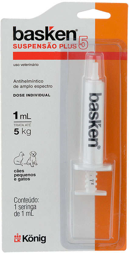 Vermífugo König Basken Suspensão Plus5 para Cães e Gatos até 5Kg - 1 mL