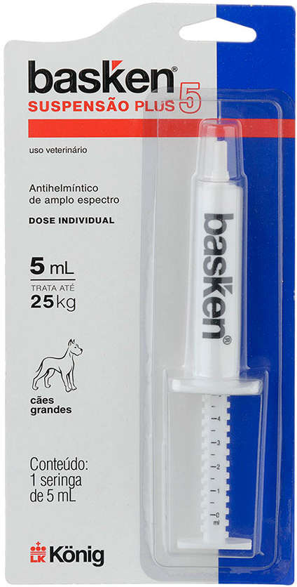 Vermífugo König Basken Suspensão Plus5 para Cães até 25Kg - 5 mL
