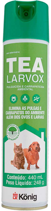 Spray Inseticida König Larvox TEA Pulguicida e Carrapaticida para Ambientes - 440 mL