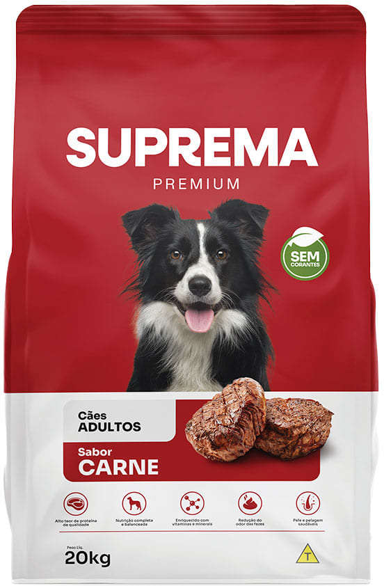 Ração Suprema Sabor Carne para Cães Adultos - 20Kg