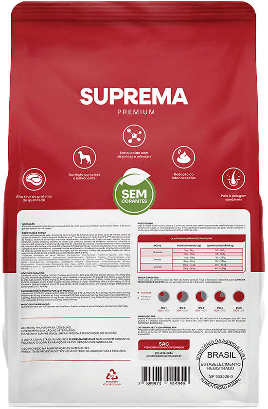 Ração Suprema Sabor Carne para Gatos Adultos - 10,1Kg