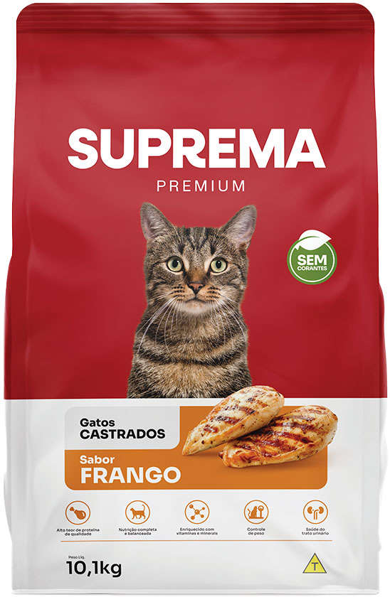 Ração Suprema Sabor Frango para Gatos Adultos Castrados - 10,1Kg
