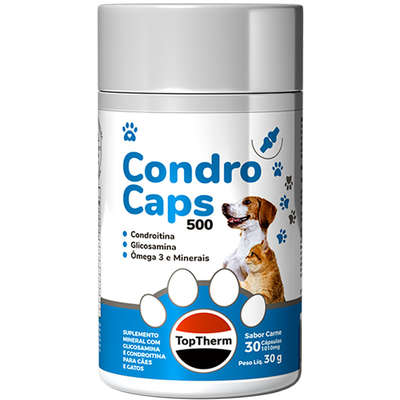 Suplemento Vitamínico Toptherm Condro Caps 500 para Cães e Gatos