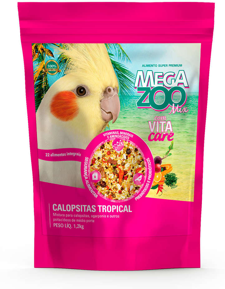 Ração Megazoo Mix Tropical para Calopsitas - 1,2Kg