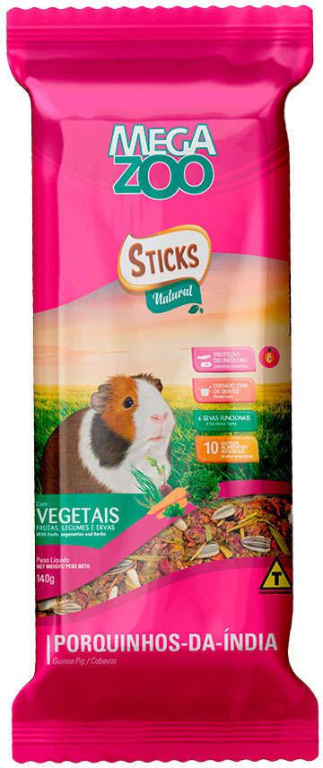 Sticks Natural Megazoo Sabor Vegetais para Porquinho da Índia - 140 g