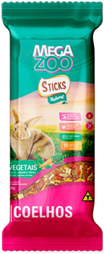 Sticks Natural Megazoo Sabor Vegetais para Coelhos - 140 g