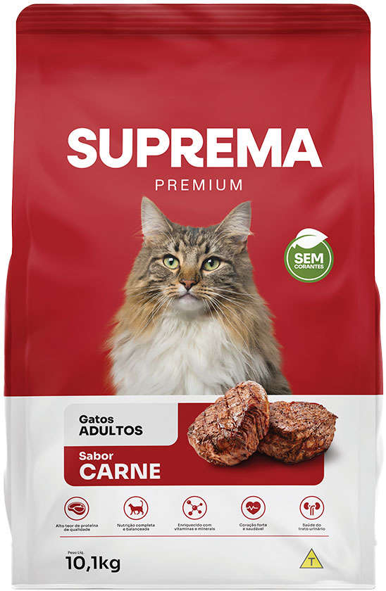 Ração Suprema Sabor Carne para Gatos Adultos - 10,1Kg