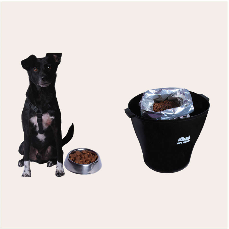 Porta Ração Kroco Redondo Pet Food Preto - 15Kg