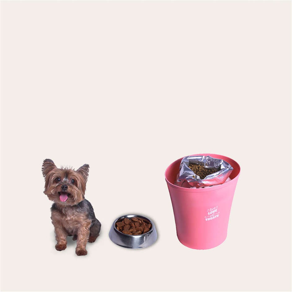 Porta Ração Kroco Redondo Rosa - 1,2Kg