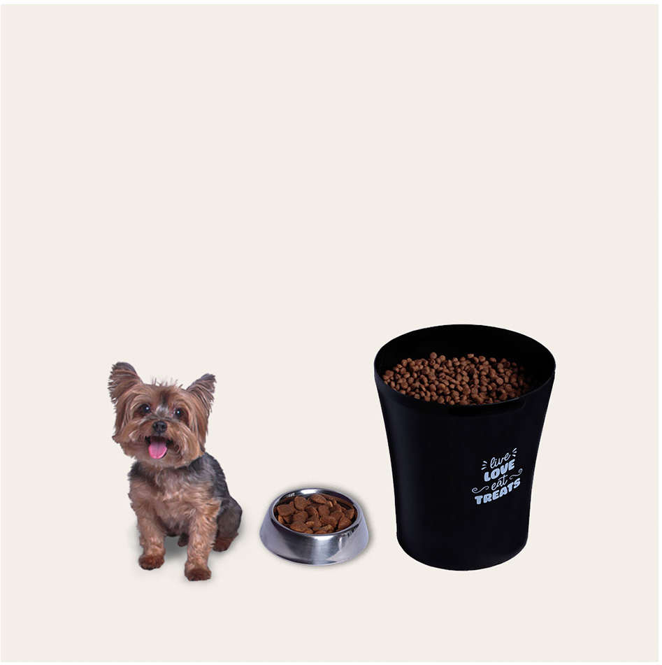 Porta Ração Kroco Redondo Preto - 1,2Kg