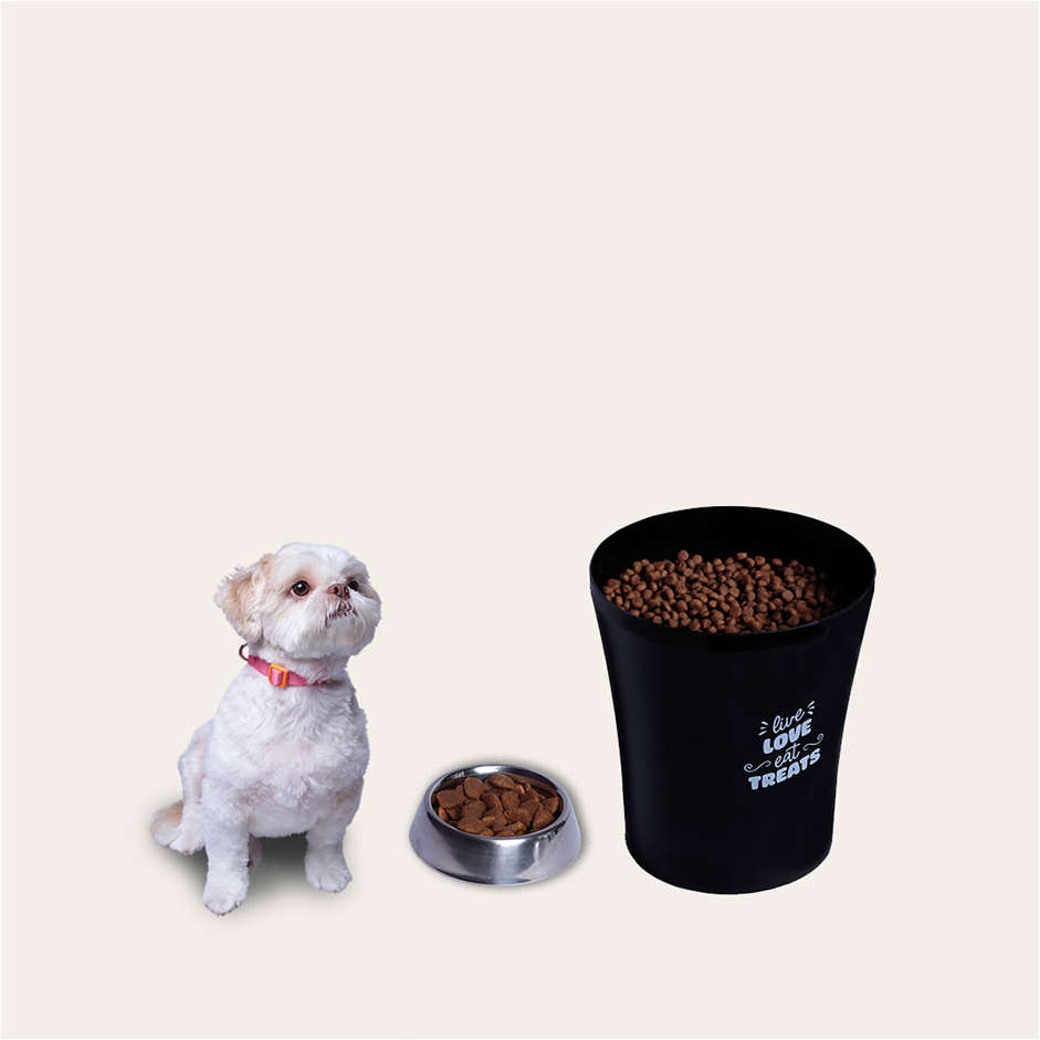 Porta Ração Kroco Redondo Preto - 3,5Kg