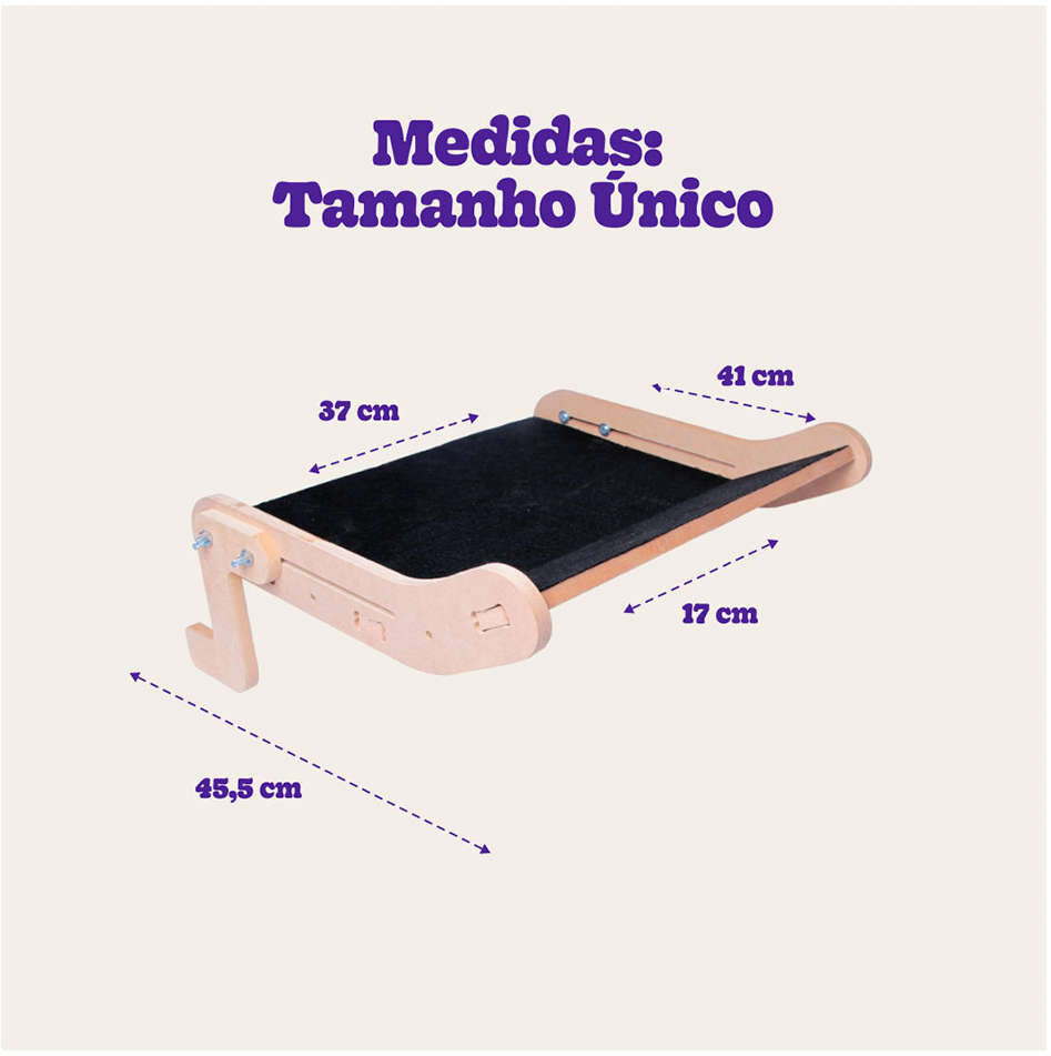 Cama Janeleira Kroco Natural com Carpete Preto para Gatos - Tam. Único