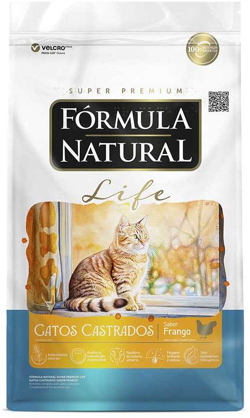 Ração Seca Fórmula Natural Life Sabor Frango para Gatos Adultos Castrados - 10,1Kg