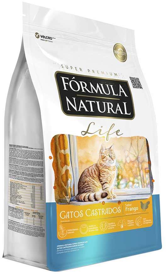 Ração Seca Fórmula Natural Life Sabor Frango para Gatos Adultos Castrados - 10,1Kg