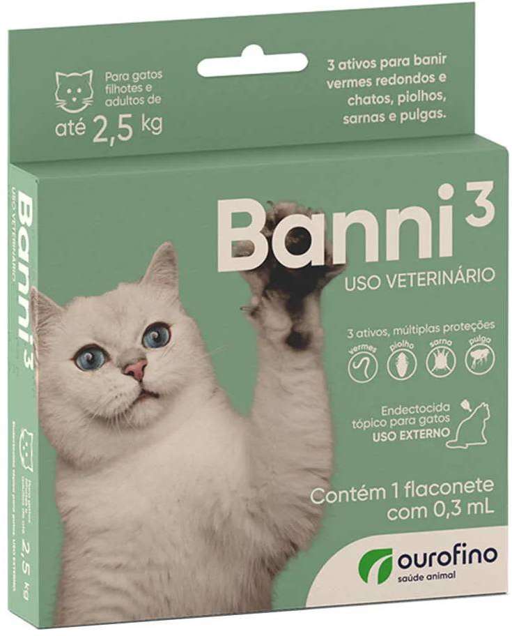 Antipulgas Banni 3 40 mg para Gatos até 2,5Kg - 1 Pipeta