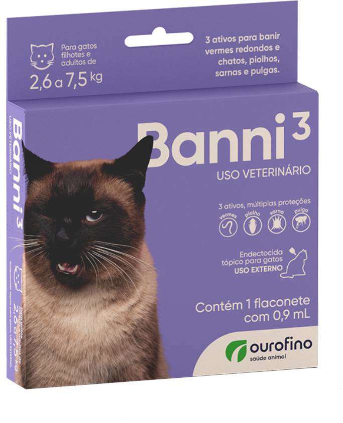Antipulgas Banni 3 40 mg para Gatos de 2,6 a 7,5Kg - 1 Pipeta