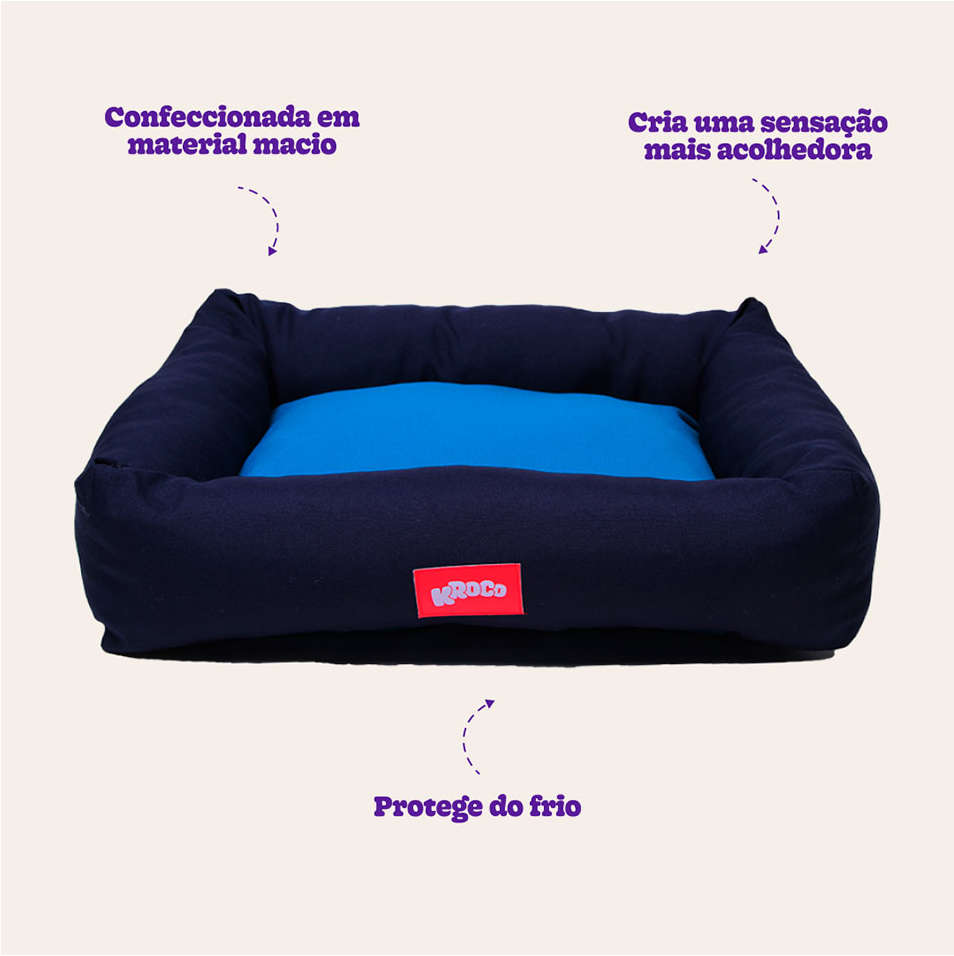 Cama Kroco Retangular Azul - Tam. P