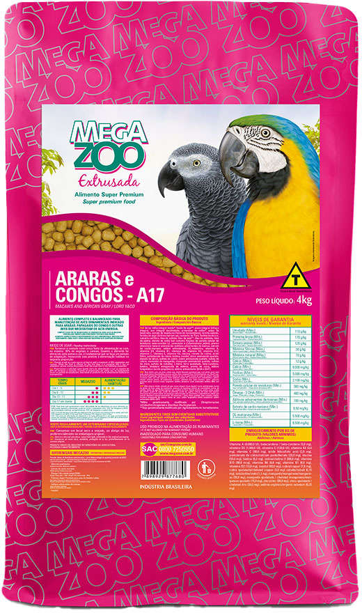 Ração Extrusada Megazoo para Araras e Congos - 4Kg