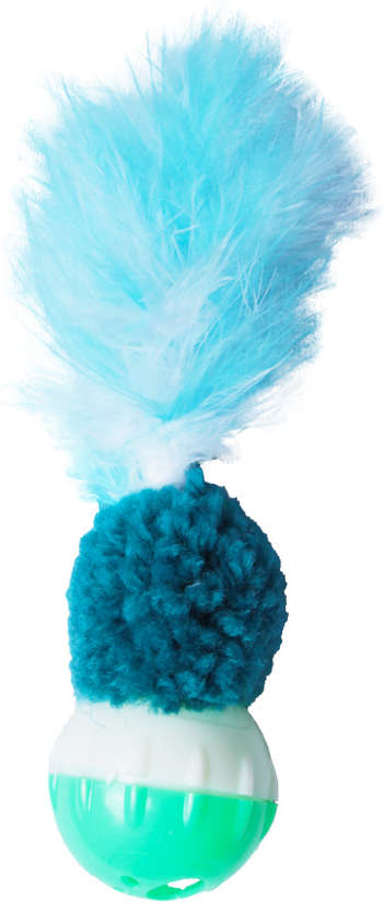 Brinquedo Kroco Bolinha Pelúcia com Penas Azul para Gatos - Tam. Único