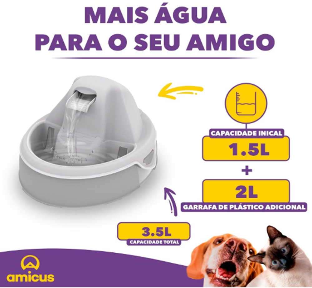 Fonte Bebedouro Amicus - Aqua Flow Branca