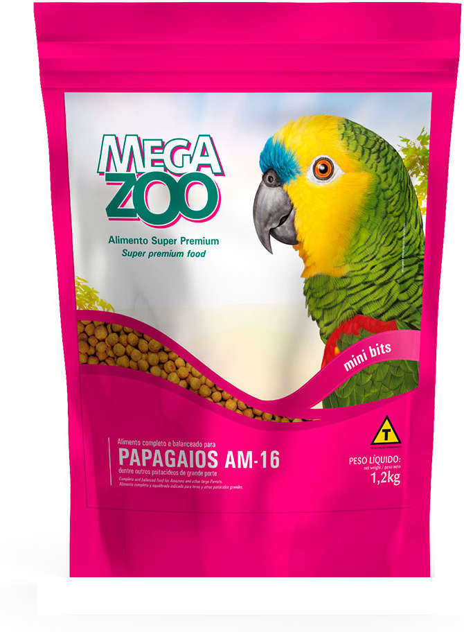 Ração Extrusada Megazoo Mini Bits para Papagaios - 1,2Kg