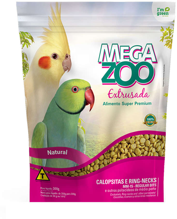 Ração Extrusada Megazoo para Calopsitas e Ring Necks - 300 g