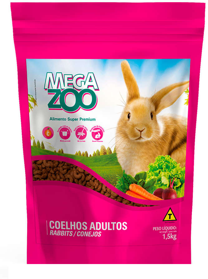 Ração Extrusada Megazoo para Coelhos Ornamentais - 1,2Kg