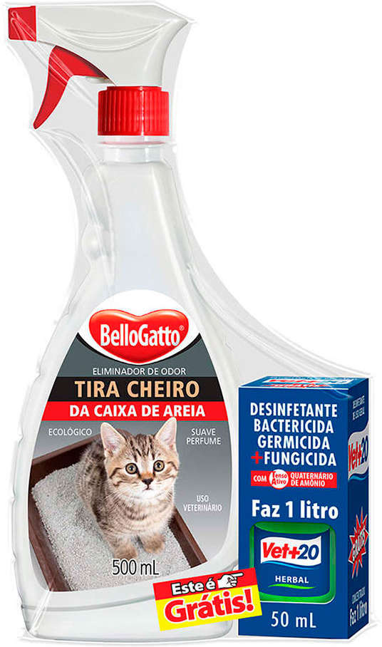 Kit Bellogatto Tira Cheiro da Caixa de Areia e Desinfetante Herbal - 500 mL + 50 mL