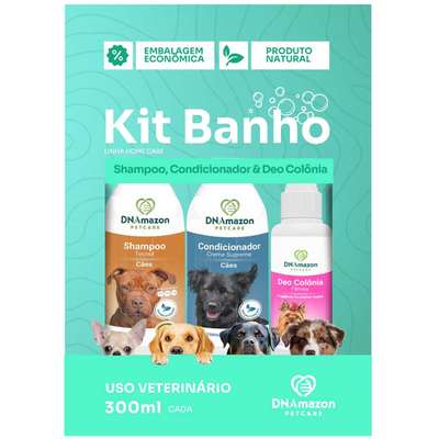 Kit Banho DNAmazon Petcare Shampoo, Condicionador e Deo Colônia Fêmea para Cães
