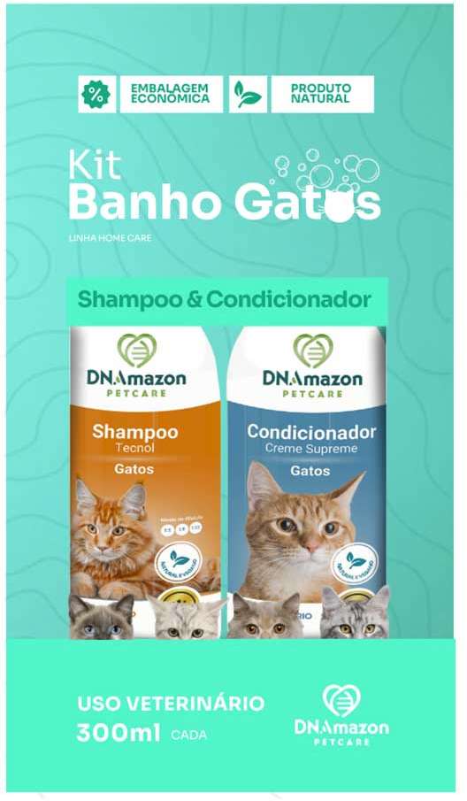 Kit Banho DNAmazon Petcare Shampoo e Condicionador para Gatos - KIT