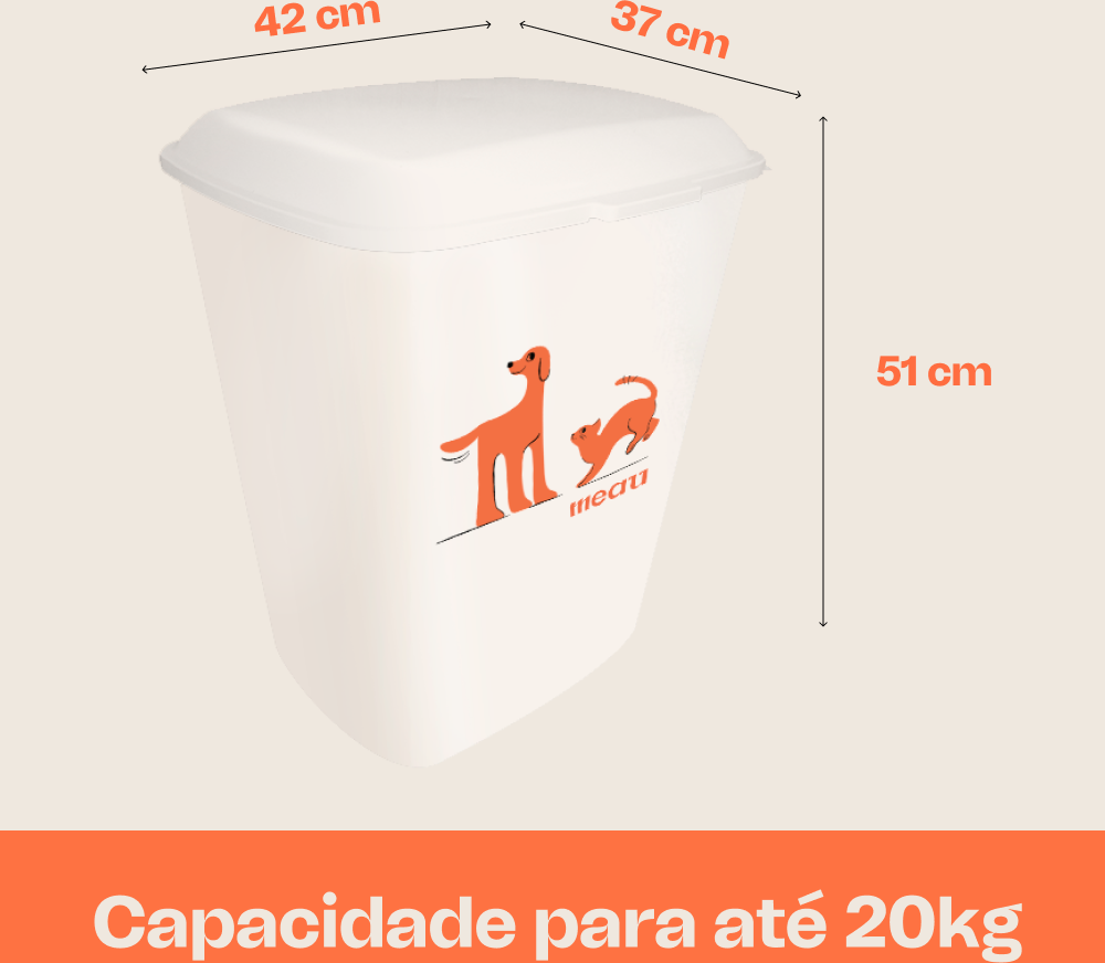 Porta Ração Meau Gelo para Cães e Gatos - 20Kg
