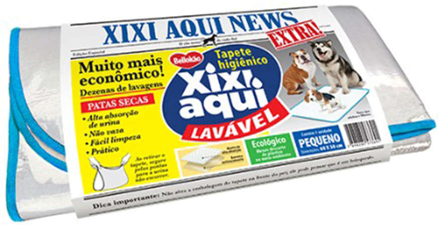 Tapete Higiênico Bellokão Lavável Xixi Aqui News para Cães -Tam. P