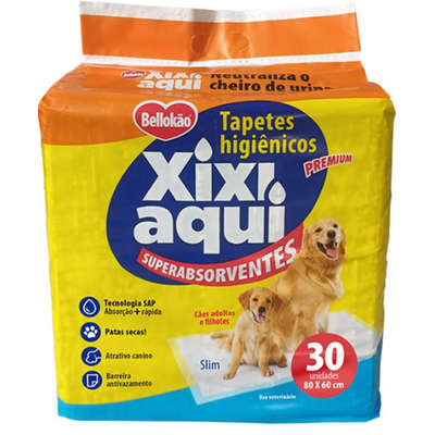 Tapete Higiênico Bellokão Xixi Aqui Super Absorvente 80x60 para Cães