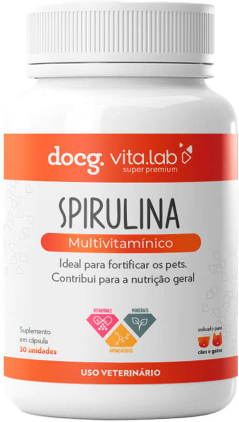 Suplemento Docg. Multivitamínico Spirulina em Cápsula para Cães e Gatos - 30 Cápsulas