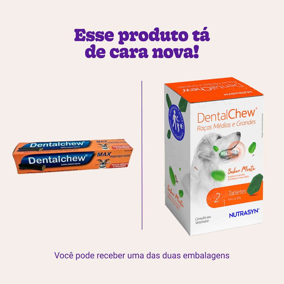 Tablete Mastigável Nutrasyn Dentalchew Max Protection Sabor Menta para Cães Raças Médias e Grandes - 80 g
