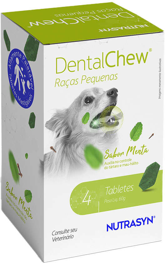 Tablete Mastigável Nutrasyn Dentalchew Max Protection Sabor Menta para Cães Raças Pequenas - 60 g