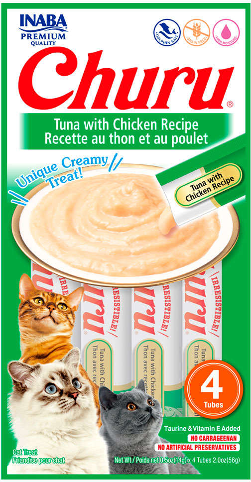 Petisco Churu para Gatos Sabor Atum e Galinha - 1 Pacote (4 Unidades)