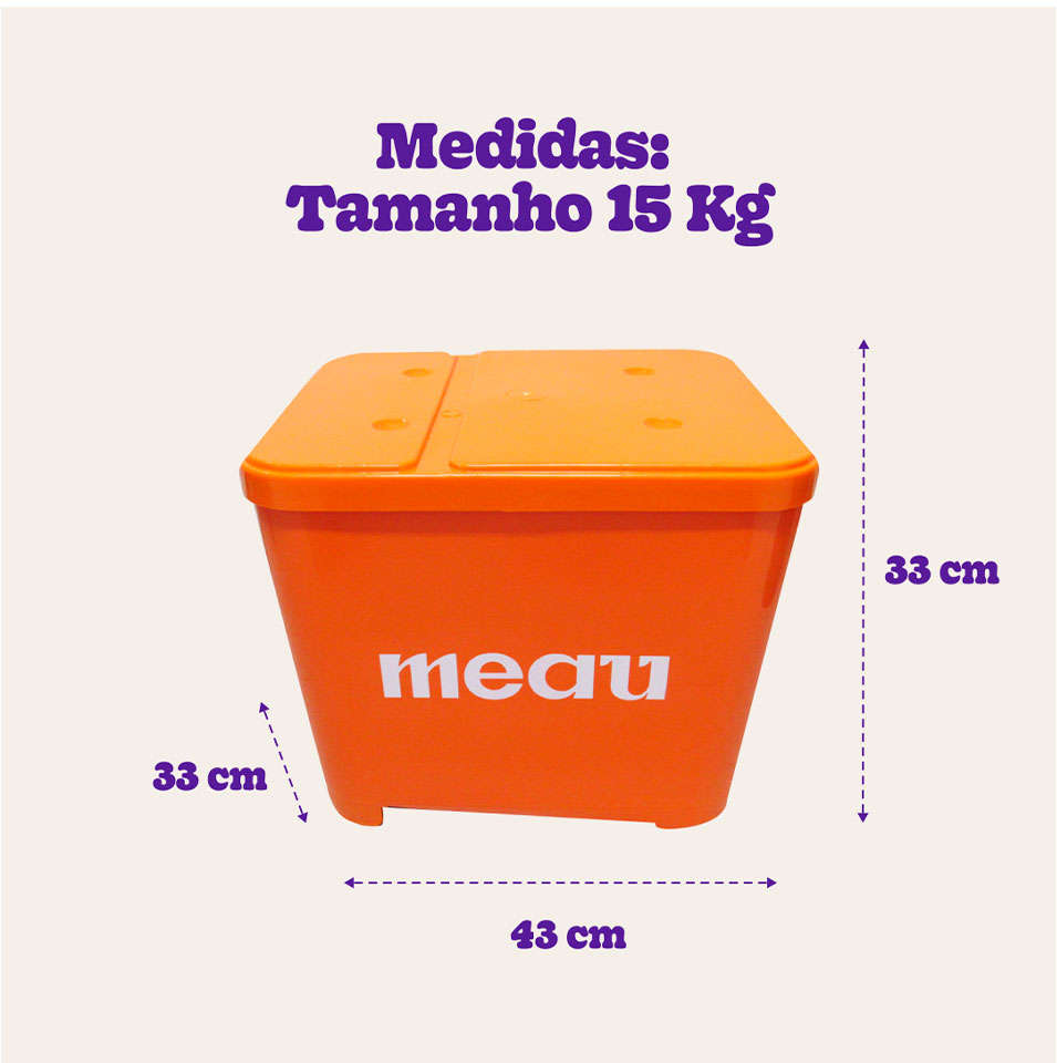 Porta Ração Meau Laranja - 15Kg