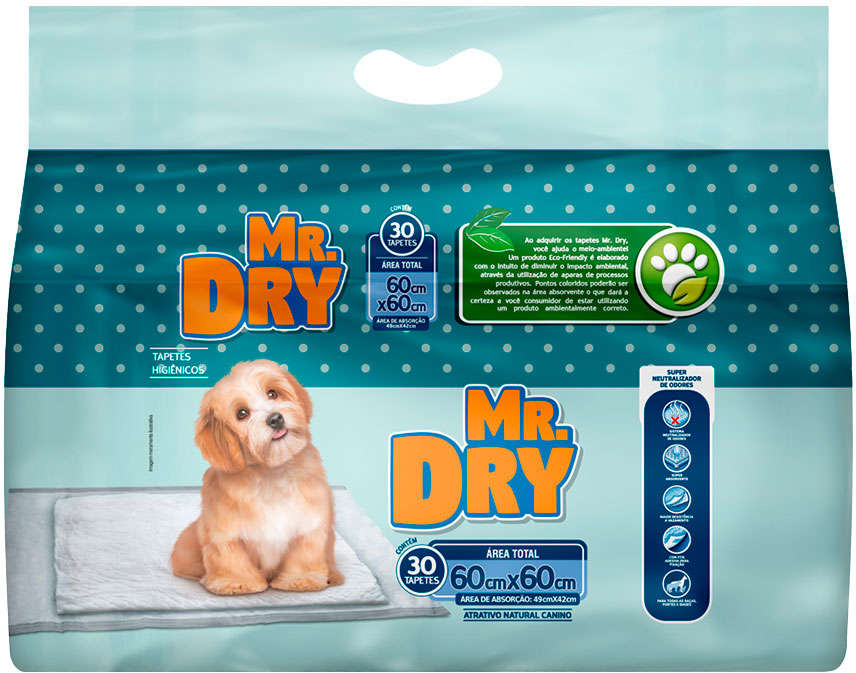Tapete Higiênico Mr Dry 60x60 para Cães - 30 Unidades